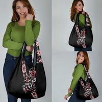 Aotearoa Toitu Te Tiriti-Honour the Treaty Grocery Bag Maori Taniwha Haka with Taniko and Tukutuku