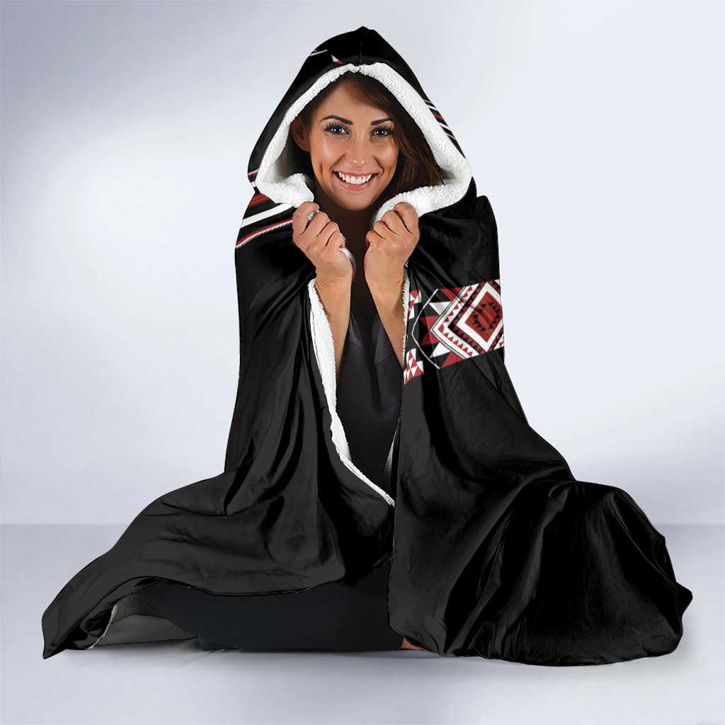 Aotearoa Toitu Te Tiriti-Honour the Treaty Hooded Blanket Maori Taniwha Haka with Taniko and Tukutuku
