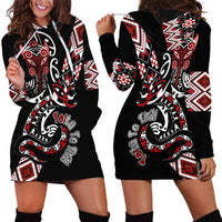 Aotearoa Toitu Te Tiriti-Honour the Treaty Hoodie Dress Maori Taniwha Haka with Taniko and Tukutuku