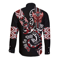 Aotearoa Toitu Te Tiriti-Honour the Treaty Long Sleeve Button Shirt Maori Taniwha Haka with Taniko and Tukutuku LT03 - Polynesian Pride
