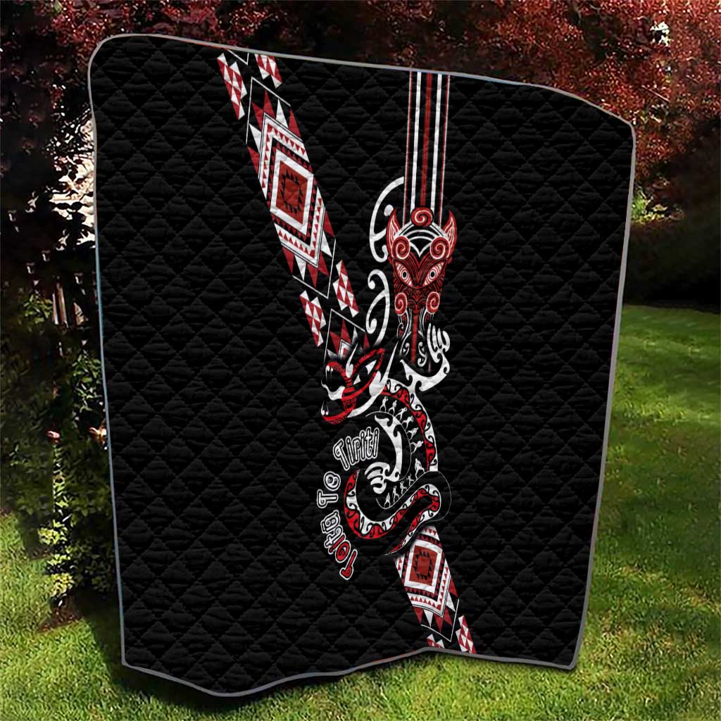 Aotearoa Toitu Te Tiriti-Honour the Treaty Quilt Maori Taniwha Haka with Taniko and Tukutuku LT03 - Polynesian Pride