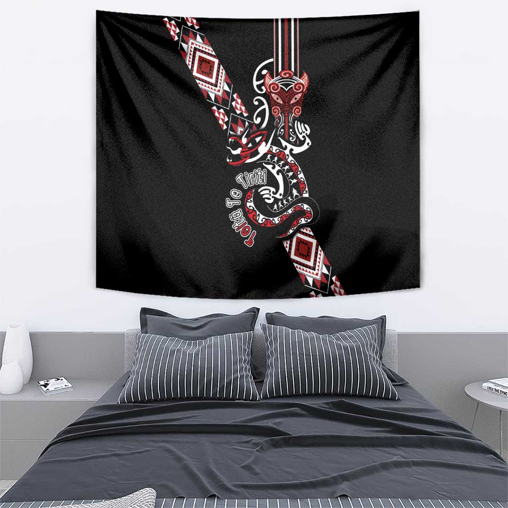 Aotearoa Toitu Te Tiriti-Honour the Treaty Tapestry Maori Taniwha Haka with Taniko and Tukutuku