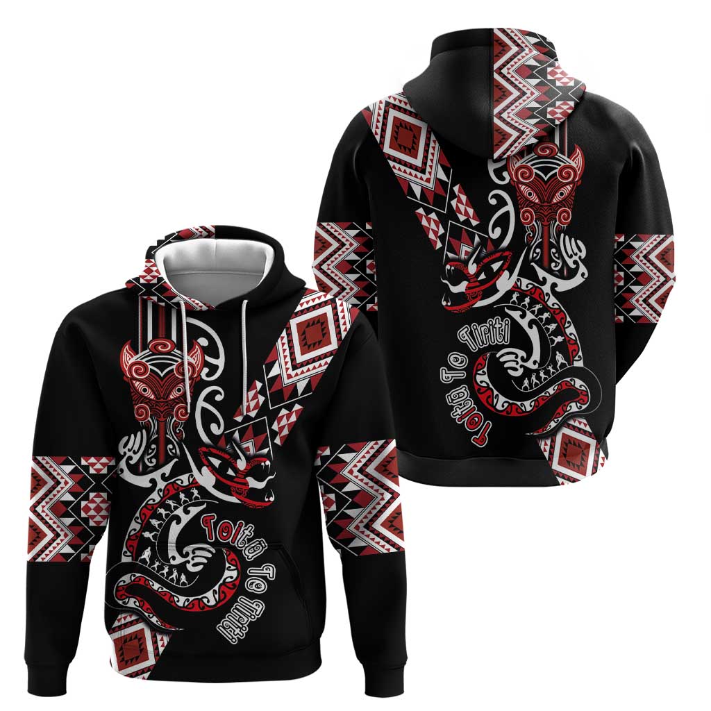 Aotearoa Toitu Te Tiriti-Honour the Treaty Zip Hoodie Maori Taniwha Haka with Taniko and Tukutuku LT03 - Polynesian Pride