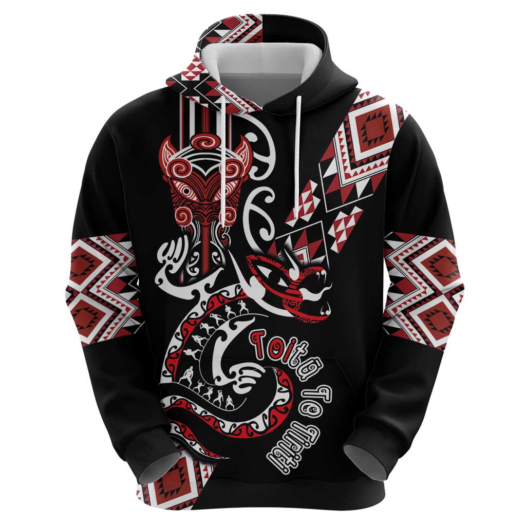 Aotearoa Toitu Te Tiriti-Honour the Treaty Zip Hoodie Maori Taniwha Haka with Taniko and Tukutuku LT03 - Polynesian Pride