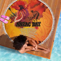 Australia and New Zealand ANZAC Day Beach Blanket Soldiers Memories - Red Poppies with Aboriginal and Maori Art