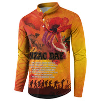 Australia and New Zealand ANZAC Day Button Sweatshirt Soldiers Memories - Red Poppies with Aboriginal and Maori Art LT03 - Polynesian Pride