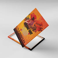 Australia and New Zealand ANZAC Day Canvas Wall Art Soldiers Memories - Red Poppies with Aboriginal and Maori Art LT03 With Frame Orange-Yellow - Polynesian Pride