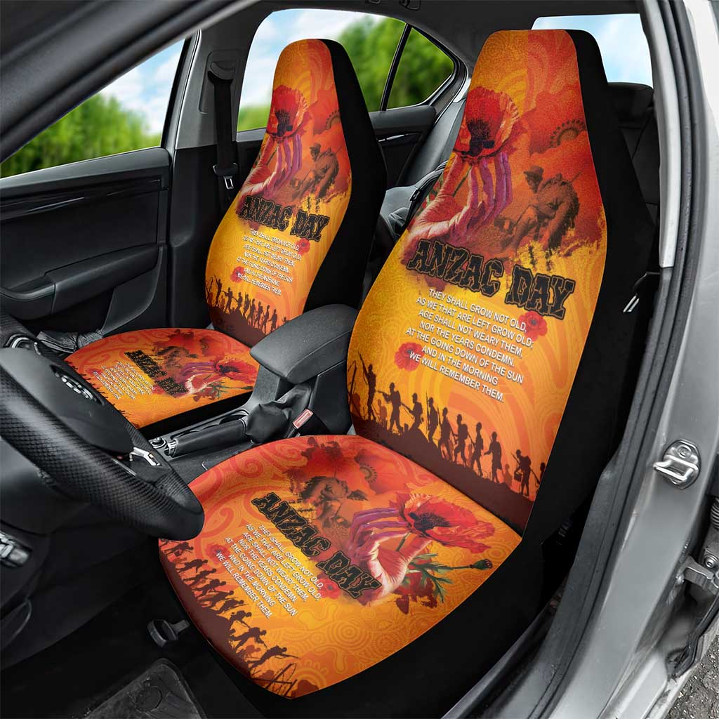 Australia and New Zealand ANZAC Day Car Seat Cover Soldiers Memories - Red Poppies with Aboriginal and Maori Art