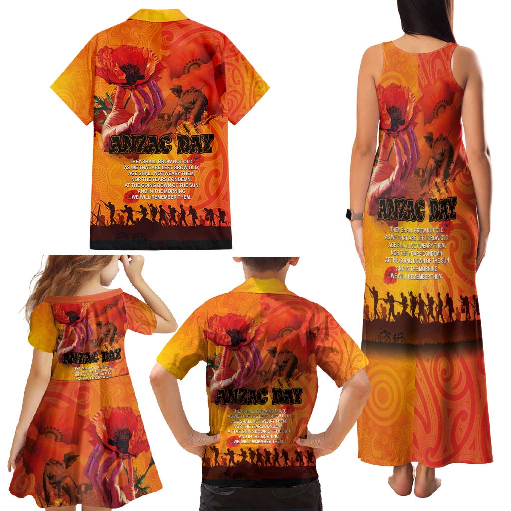 Australia and New Zealand ANZAC Day Family Matching Tank Maxi Dress and Hawaiian Shirt Soldiers Memories - Red Poppies with Aboriginal and Maori Art