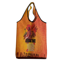 Australia and New Zealand ANZAC Day Grocery Bag Soldiers Memories - Red Poppies with Aboriginal and Maori Art