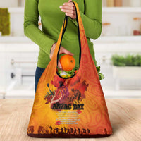 Australia and New Zealand ANZAC Day Grocery Bag Soldiers Memories - Red Poppies with Aboriginal and Maori Art