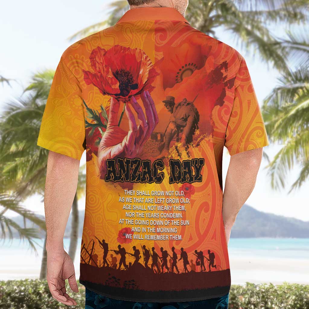 Australia and New Zealand ANZAC Day Hawaiian Shirt Soldiers Memories - Red Poppies with Aboriginal and Maori Art