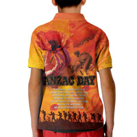 Australia and New Zealand ANZAC Day Kid Polo Shirt Soldiers Memories - Red Poppies with Aboriginal and Maori Art
