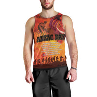 Australia and New Zealand ANZAC Day Men Tank Top Soldiers Memories - Red Poppies with Aboriginal and Maori Art LT03 - Polynesian Pride