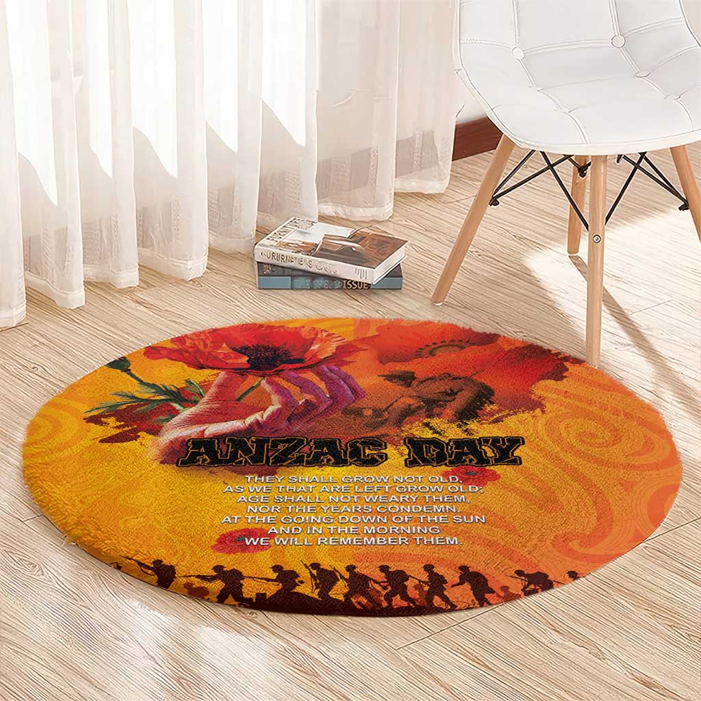 Australia and New Zealand ANZAC Day Round Carpet Soldiers Memories - Red Poppies with Aboriginal and Maori Art LT03 - Polynesian Pride