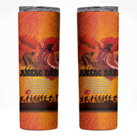 Australia and New Zealand ANZAC Day Skinny Tumbler Soldiers Memories - Red Poppies with Aboriginal and Maori Art LT03 Orange-Yellow - Polynesian Pride
