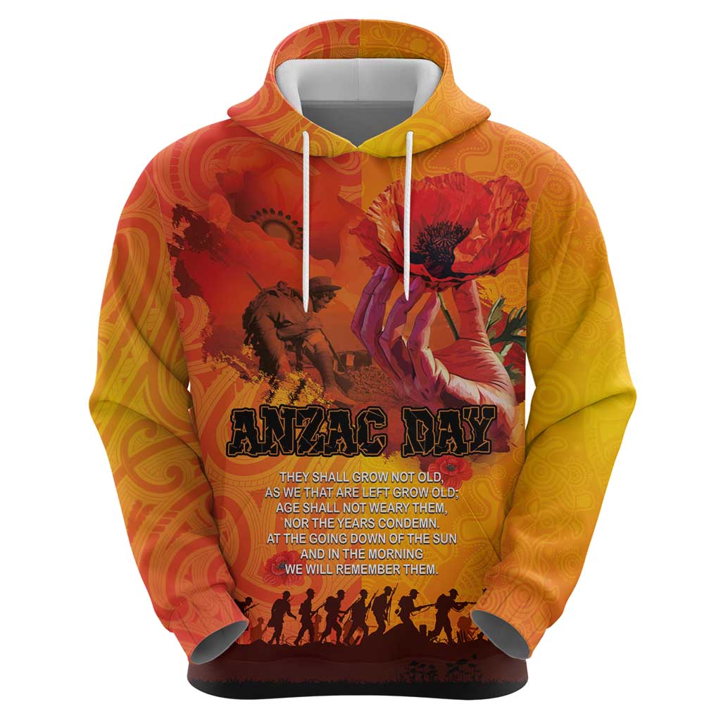 Australia and New Zealand ANZAC Day Zip Hoodie Soldiers Memories - Red Poppies with Aboriginal and Maori Art LT03 - Polynesian Pride