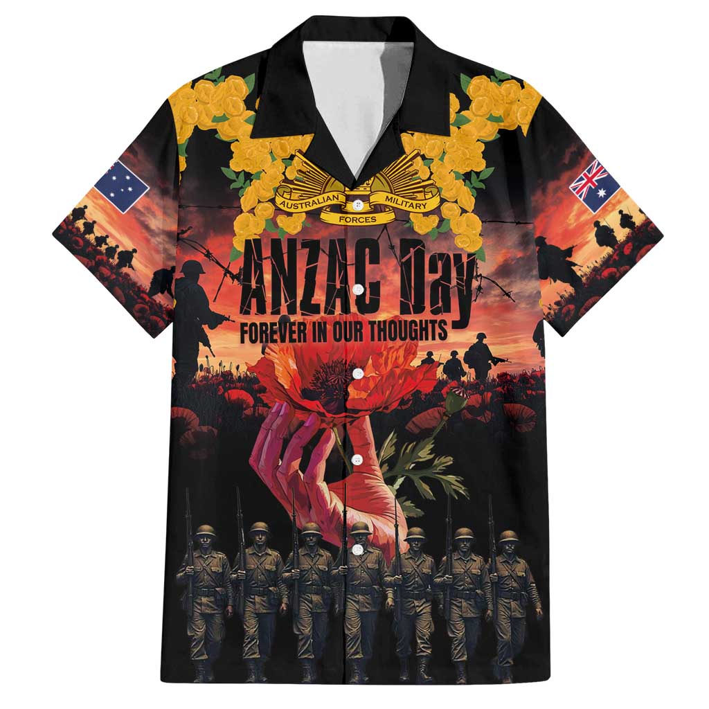 Australia ANZAC Day Family Matching Off Shoulder Short Dress and Hawaiian Shirt Forever in My Thoughts
