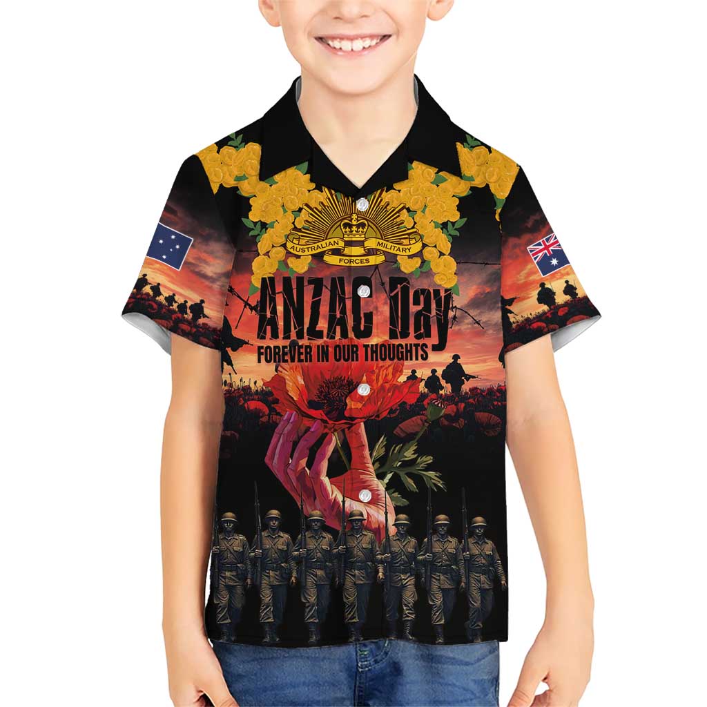 Australia ANZAC Day Family Matching Short Sleeve Bodycon Dress and Hawaiian Shirt Forever in My Thoughts