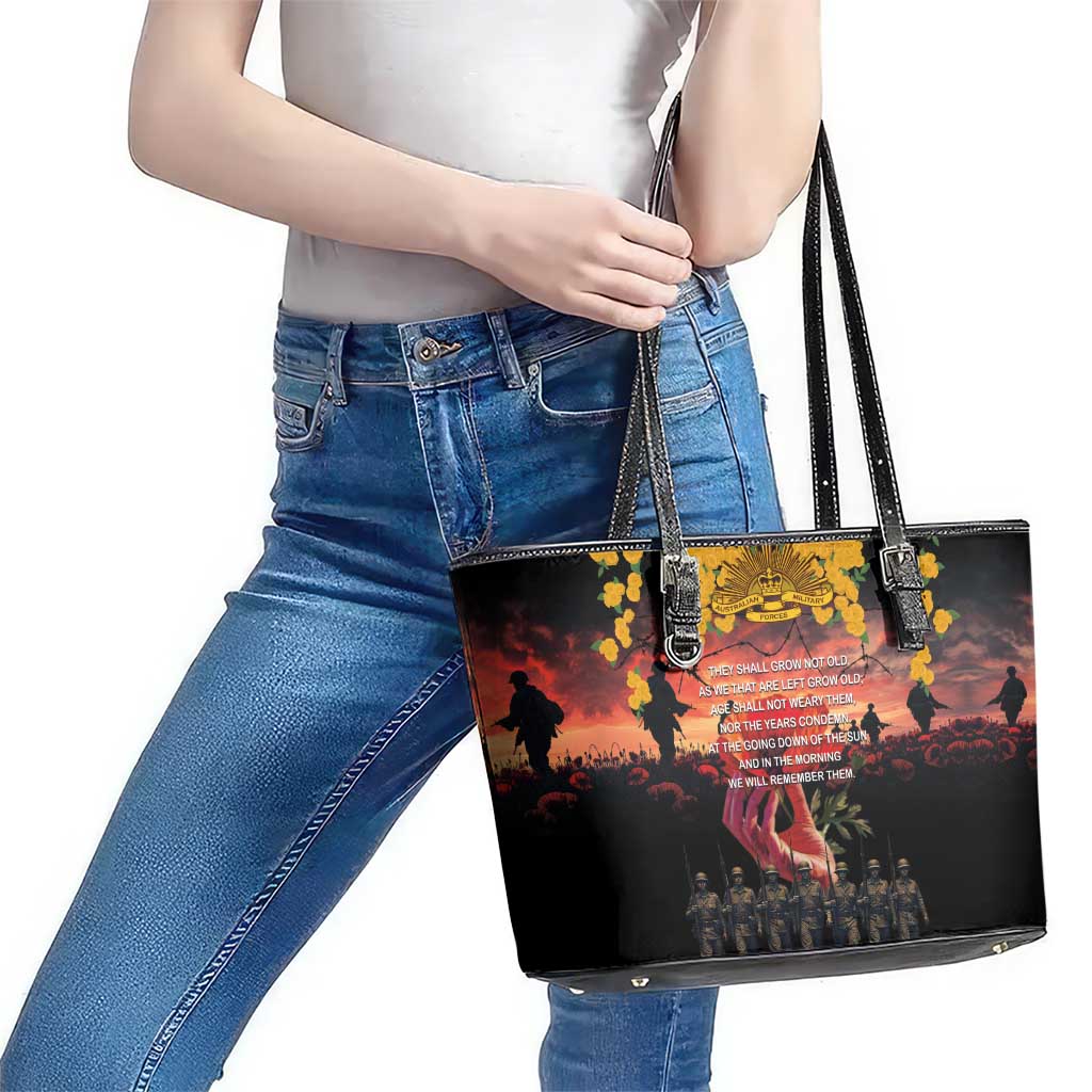 Australia ANZAC Day Leather Tote Bag Forever in My Thoughts