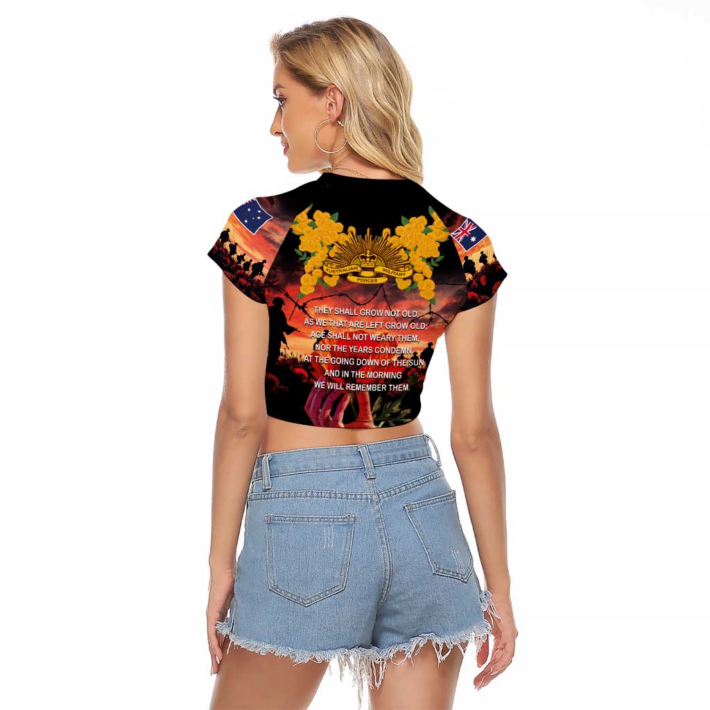 Australia ANZAC Day Raglan Cropped T Shirt Forever in My Thoughts