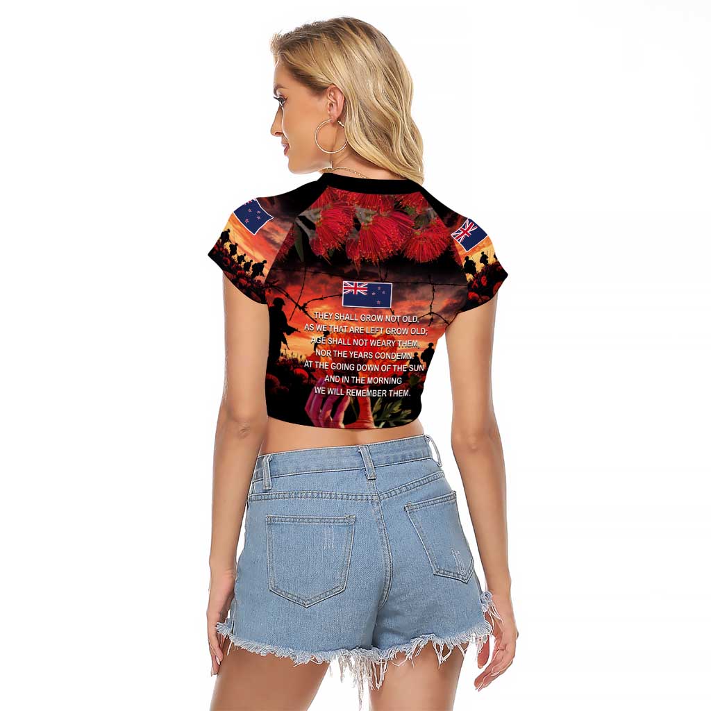 New Zealand ANZAC Day Raglan Cropped T Shirt Forever in My Thoughts