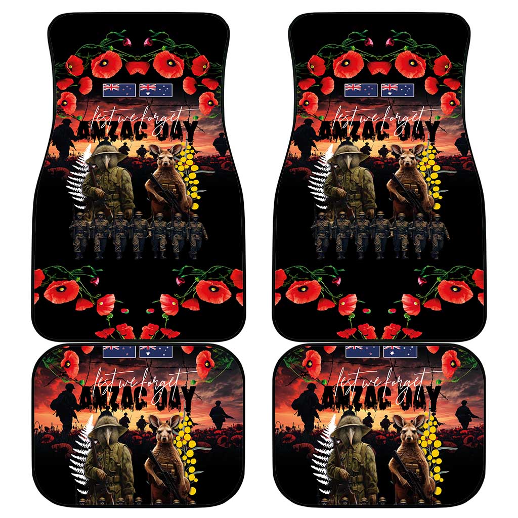 Australia and New Zealand ANZAC Day Car Mats Kangaroo and Kiwi Bird Soldier - Forever in My Thoughts