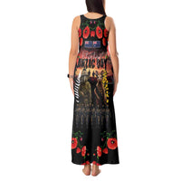 Australia and New Zealand ANZAC Day Tank Maxi Dress Kangaroo and Kiwi Bird Soldier - Forever in My Thoughts LT03 - Polynesian Pride