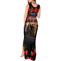 Australia and New Zealand ANZAC Day Tank Maxi Dress Kangaroo and Kiwi Bird Soldier - Forever in My Thoughts LT03 - Polynesian Pride