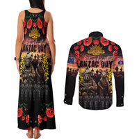 Australia ANZAC Day Couples Matching Tank Maxi Dress and Long Sleeve Button Shirt Kangaroo and Koala Soldier - Forever in My Thoughts LT03 - Polynesian Pride