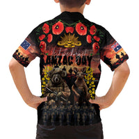 Australia ANZAC Day Family Matching Long Sleeve Bodycon Dress and Hawaiian Shirt Kangaroo and Koala Soldier - Forever in My Thoughts LT03 - Polynesian Pride