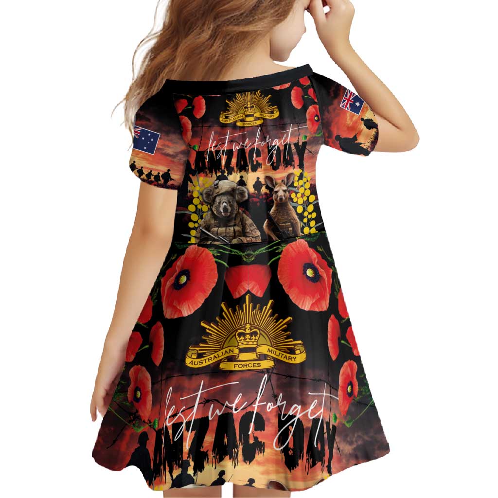 Australia ANZAC Day Family Matching Long Sleeve Bodycon Dress and Hawaiian Shirt Kangaroo and Koala Soldier - Forever in My Thoughts LT03 - Polynesian Pride