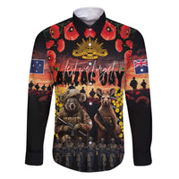 Australia ANZAC Day Family Matching Long Sleeve Bodycon Dress and Hawaiian Shirt Kangaroo and Koala Soldier - Forever in My Thoughts LT03 Dad's Shirt - Long Sleeve Black - Polynesian Pride