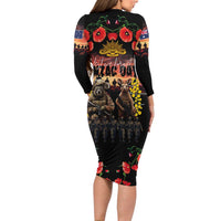 Australia ANZAC Day Family Matching Long Sleeve Bodycon Dress and Hawaiian Shirt Kangaroo and Koala Soldier - Forever in My Thoughts LT03 - Polynesian Pride