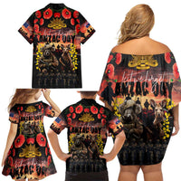 Australia ANZAC Day Family Matching Off Shoulder Short Dress and Hawaiian Shirt Kangaroo and Koala Soldier - Forever in My Thoughts LT03 - Polynesian Pride