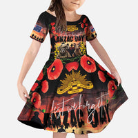 Australia ANZAC Day Family Matching Puletasi and Hawaiian Shirt Kangaroo and Koala Soldier - Forever in My Thoughts LT03 Daughter's Dress Black - Polynesian Pride