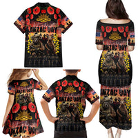 Australia ANZAC Day Family Matching Puletasi and Hawaiian Shirt Kangaroo and Koala Soldier - Forever in My Thoughts LT03 - Polynesian Pride