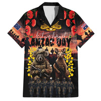 Australia ANZAC Day Family Matching Puletasi and Hawaiian Shirt Kangaroo and Koala Soldier - Forever in My Thoughts LT03 Dad's Shirt - Short Sleeve Black - Polynesian Pride
