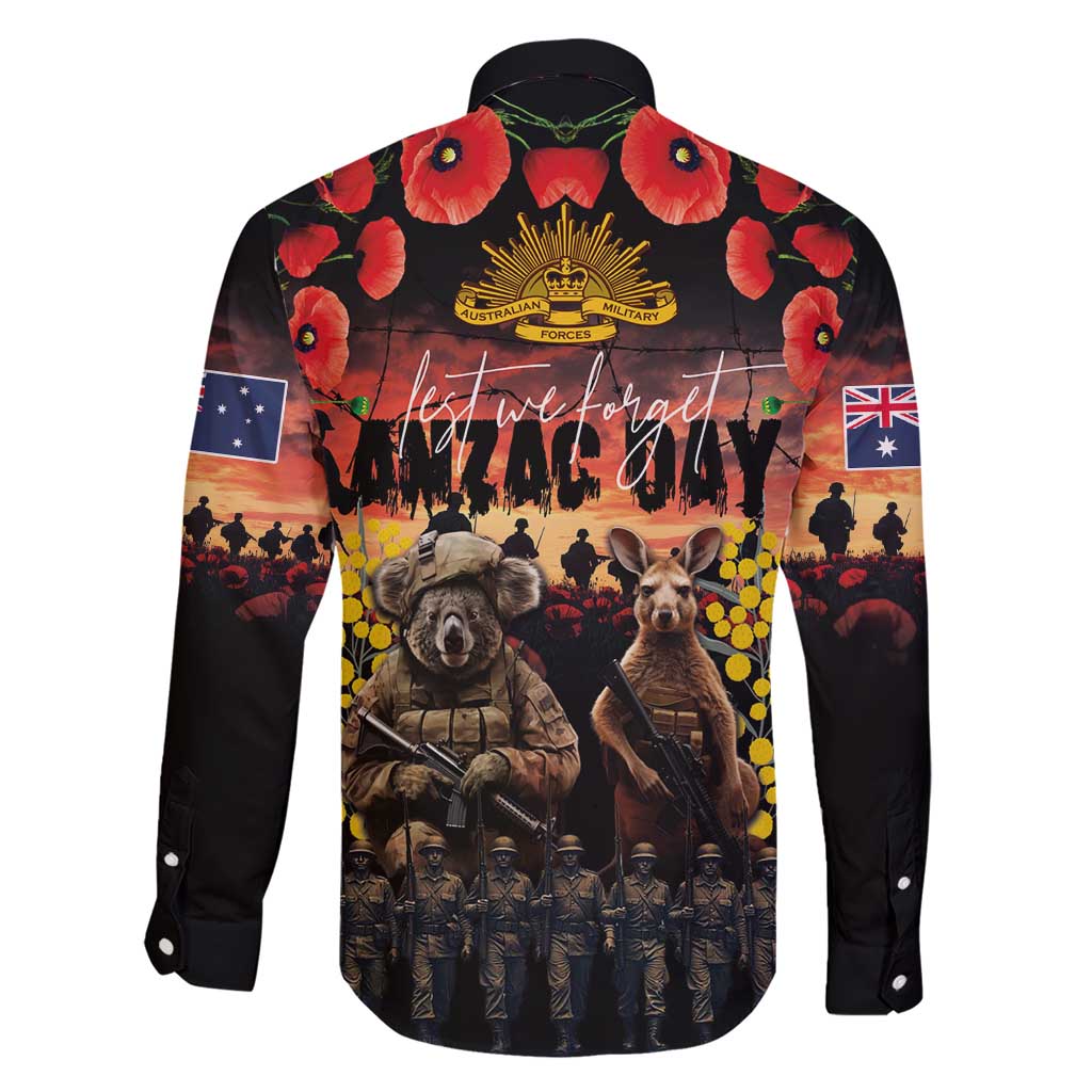 Australia ANZAC Day Family Matching Short Sleeve Bodycon Dress and Hawaiian Shirt Kangaroo and Koala Soldier - Forever in My Thoughts LT03 - Polynesian Pride