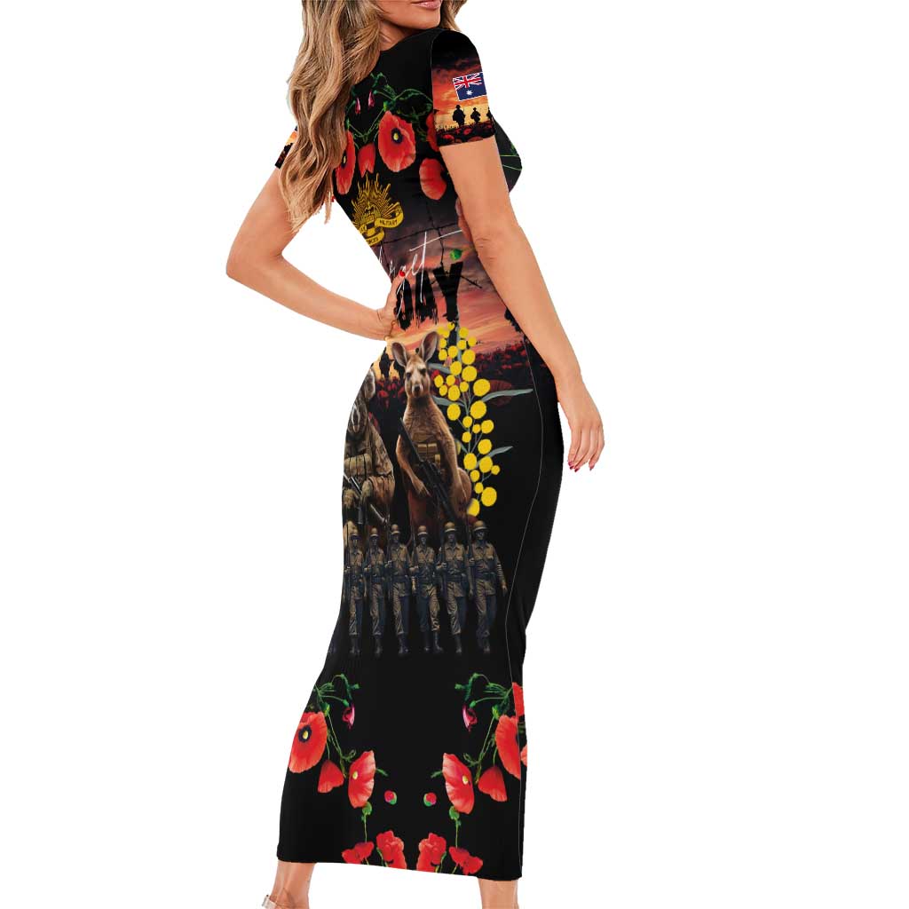 Australia ANZAC Day Family Matching Short Sleeve Bodycon Dress and Hawaiian Shirt Kangaroo and Koala Soldier - Forever in My Thoughts LT03 - Polynesian Pride