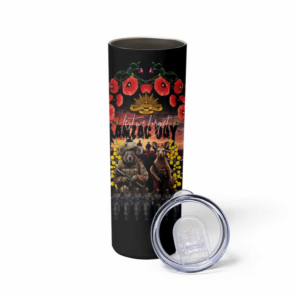 Australia ANZAC Day Skinny Tumbler Kangaroo and Koala Soldier Forever in My Thoughts