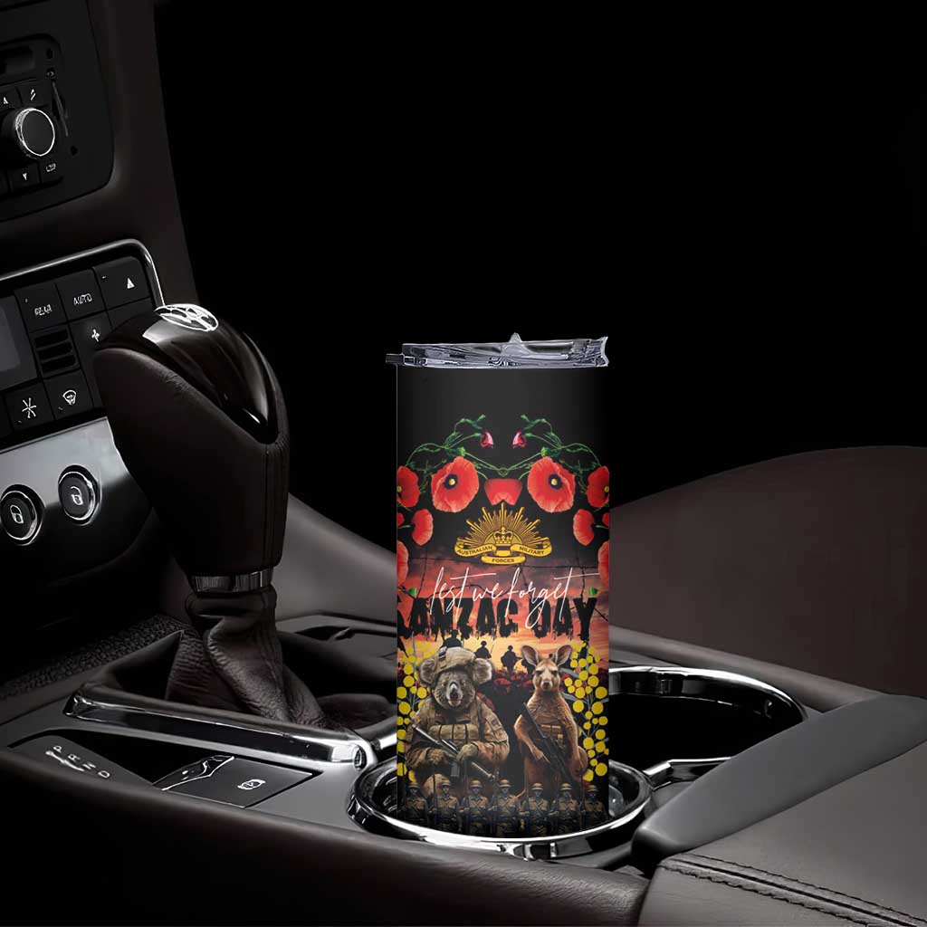 Australia ANZAC Day Skinny Tumbler Kangaroo and Koala Soldier Forever in My Thoughts