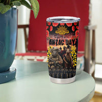 Australia ANZAC Day Tumbler Cup Kangaroo and Koala Soldier Forever in My Thoughts