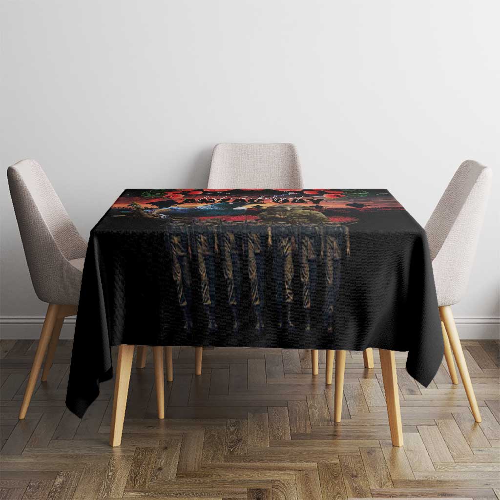 New Zealand ANZAC Day Tablecloth Tui Bird and Kiwi Bird Soldier - Forever in My Thoughts