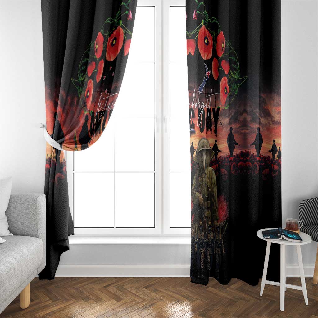 New Zealand ANZAC Day Window Curtain Tui Bird and Kiwi Bird Soldier - Forever in My Thoughts
