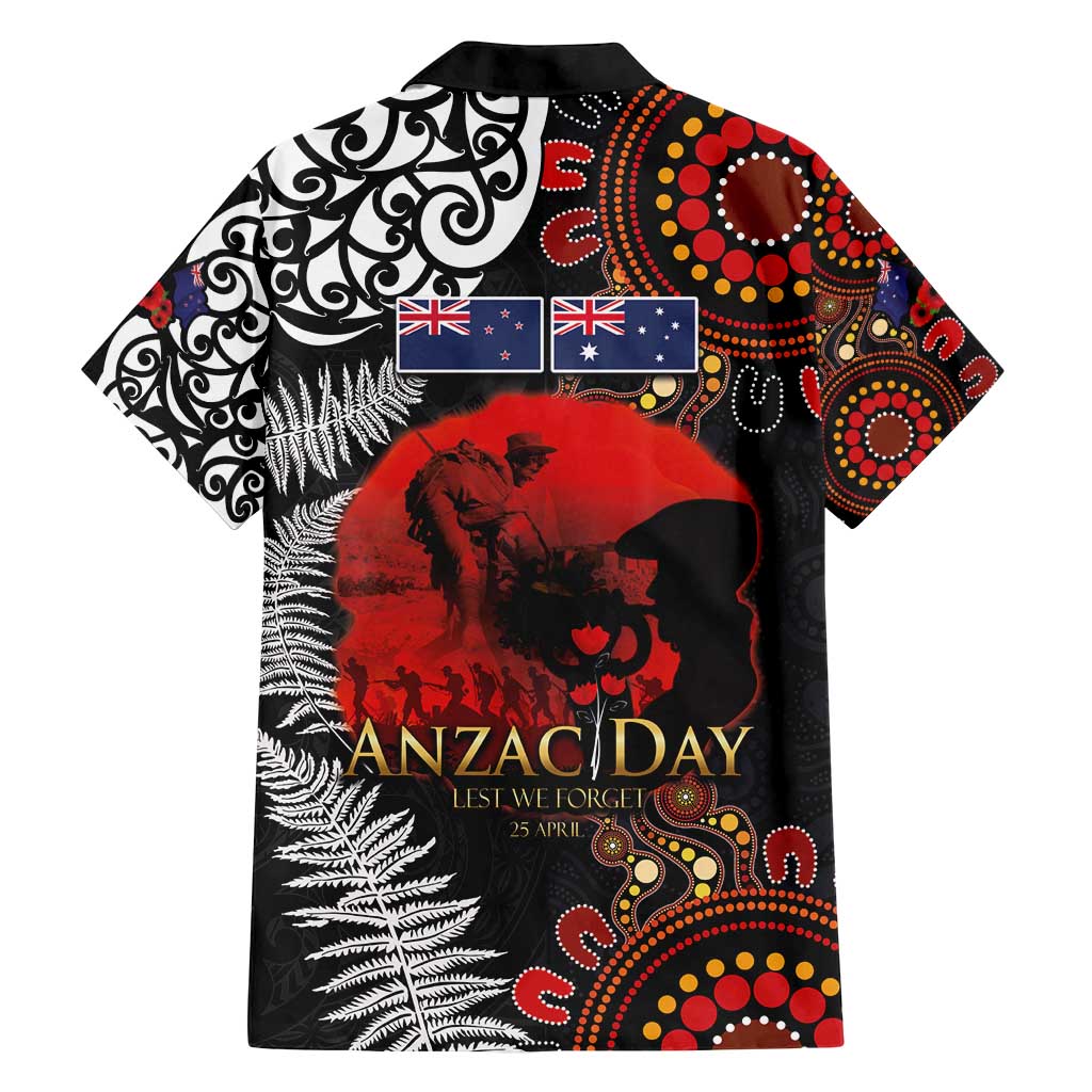 Australia and New Zealand ANZAC Day Family Matching Long Sleeve Bodycon Dress and Hawaiian Shirt Aboriginal and Maori Art Pattern - Gallipoli Lest We Forget LT03 - Polynesian Pride