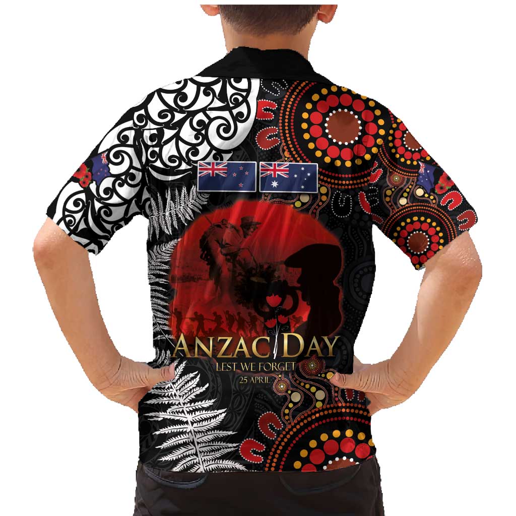 Australia and New Zealand ANZAC Day Family Matching Mermaid Dress and Hawaiian Shirt Aboriginal and Maori Art Pattern - Gallipoli Lest We Forget LT03 - Polynesian Pride