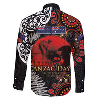 Australia and New Zealand ANZAC Day Family Matching Off Shoulder Short Dress and Hawaiian Shirt Aboriginal and Maori Art Pattern - Gallipoli Lest We Forget LT03 - Polynesian Pride