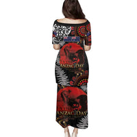 Australia and New Zealand ANZAC Day Family Matching Puletasi and Hawaiian Shirt Aboriginal and Maori Art Pattern - Gallipoli Lest We Forget LT03 - Polynesian Pride