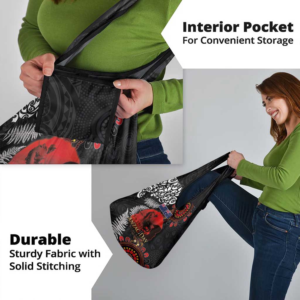 Australia and New Zealand ANZAC Day Grocery Bag Aboriginal and Maori Art Pattern - Gallipoli Lest We Forget